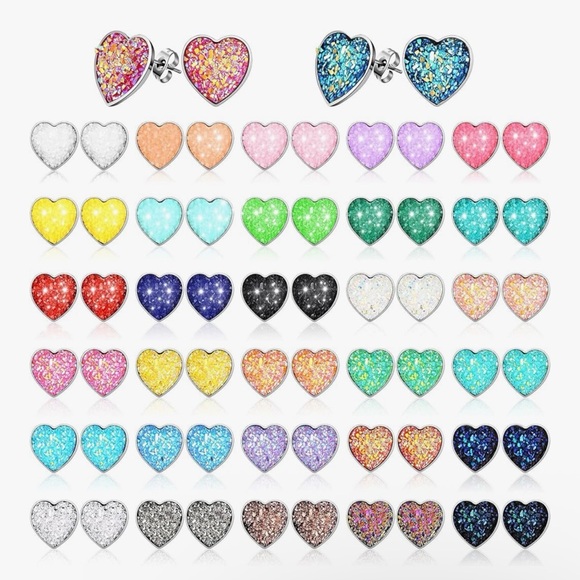 Jewelry - BUY NOW 5 Pair Faux Druzy Stud Earrings - Stainless Steel